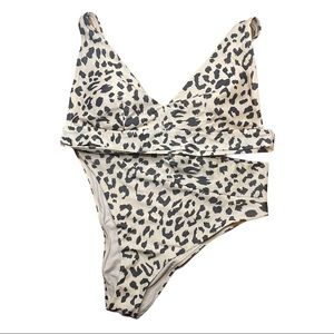Aerie High Rise Cheeky Cut 2 Piece Bikini Cheetah